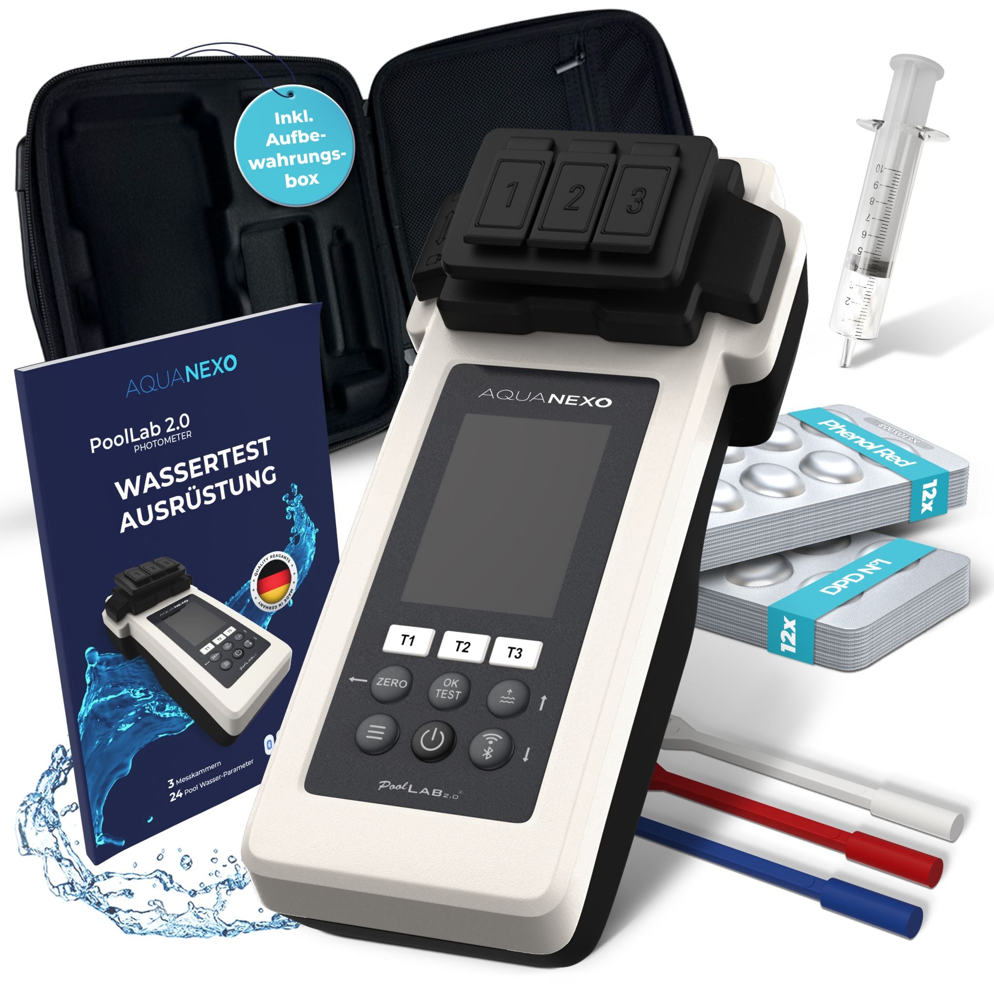 PoolLab 2.0 Set mit Aufbewahrungsbox – komplette Wassertest-Ausrüstung