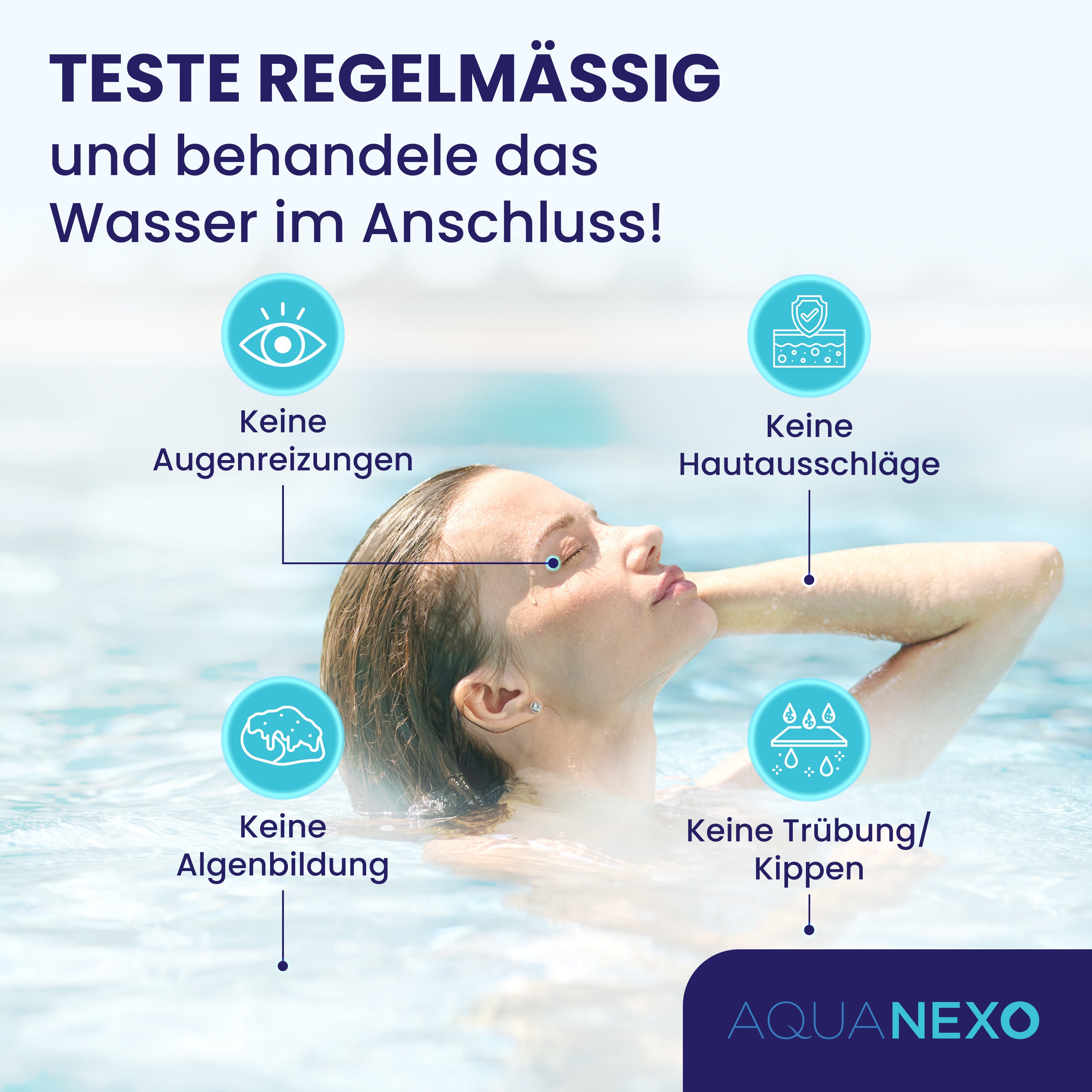 Regelmäßig testen gegen Augenreizungen, Hautausschläge, Algenbildung und Trübung