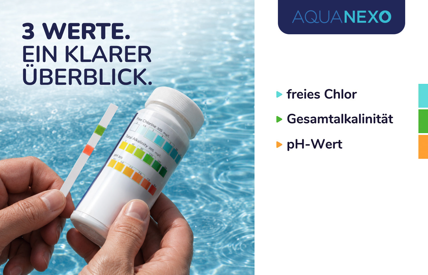 Poolwasser Teststreifen 3 Werte – Aquanexo