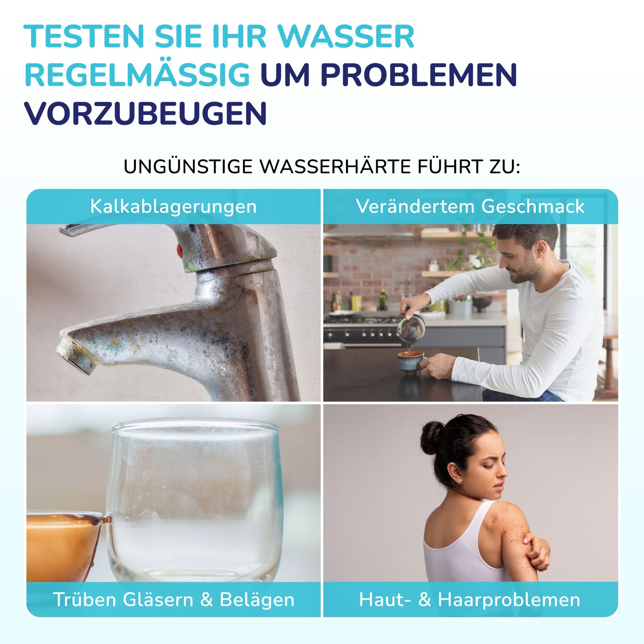 Ungünstige Wasserhärte führt zu Kalkablagerungen, trüben Gläsern und verändertem Geschmack