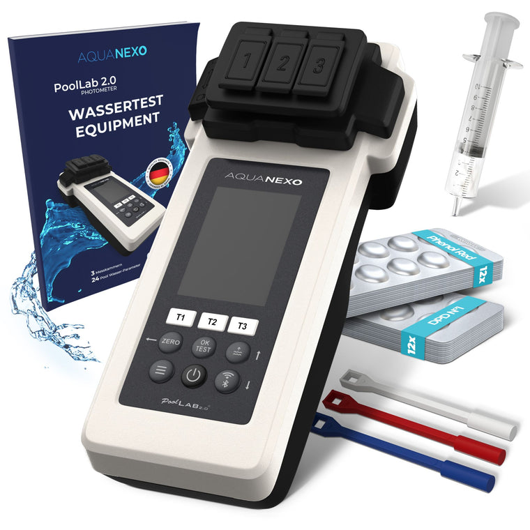 PoolLab 2.0 Wassertest-Ausrüstung – digitales Photometer mit Zubehör