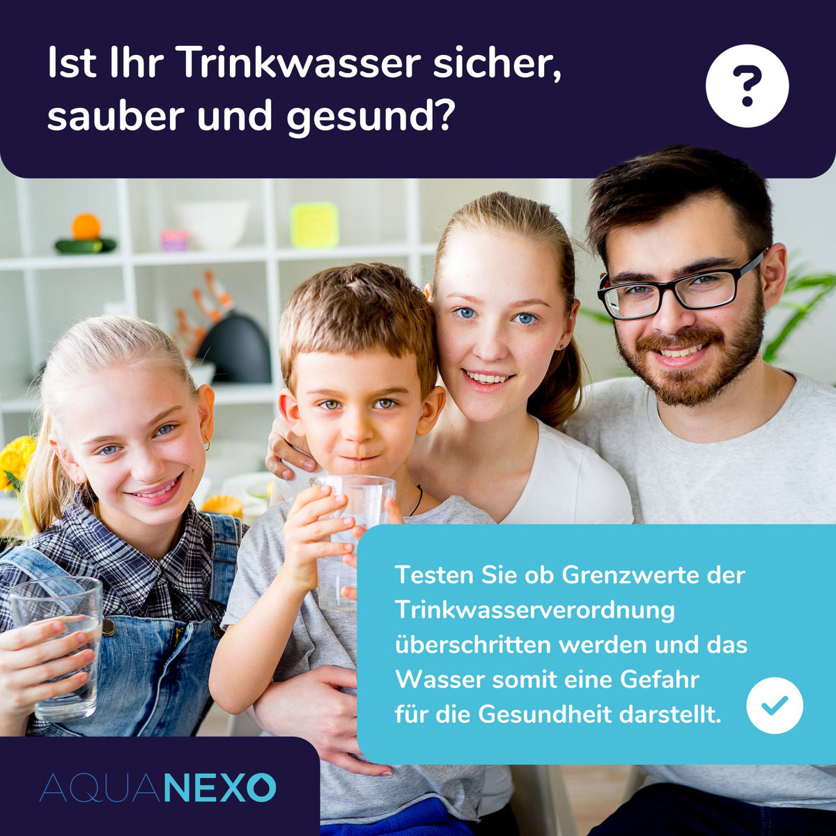 Familie prüft, ob das Trinkwasser sicher, sauber und gesund ist