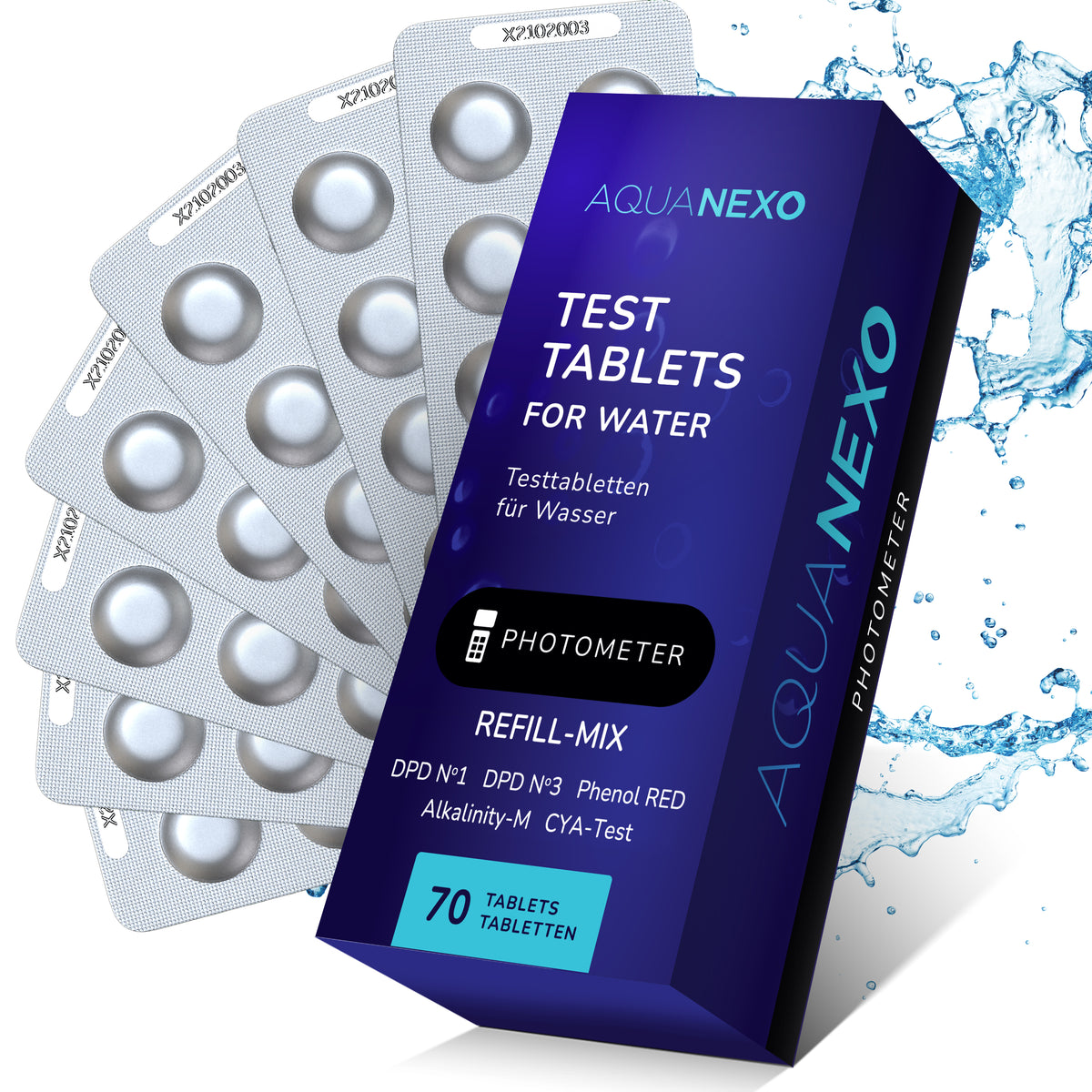 Aquanexo Nachfüll-Pack Photometer-Tabletten Refill-Mix – 70 Tabletten mit Blistern