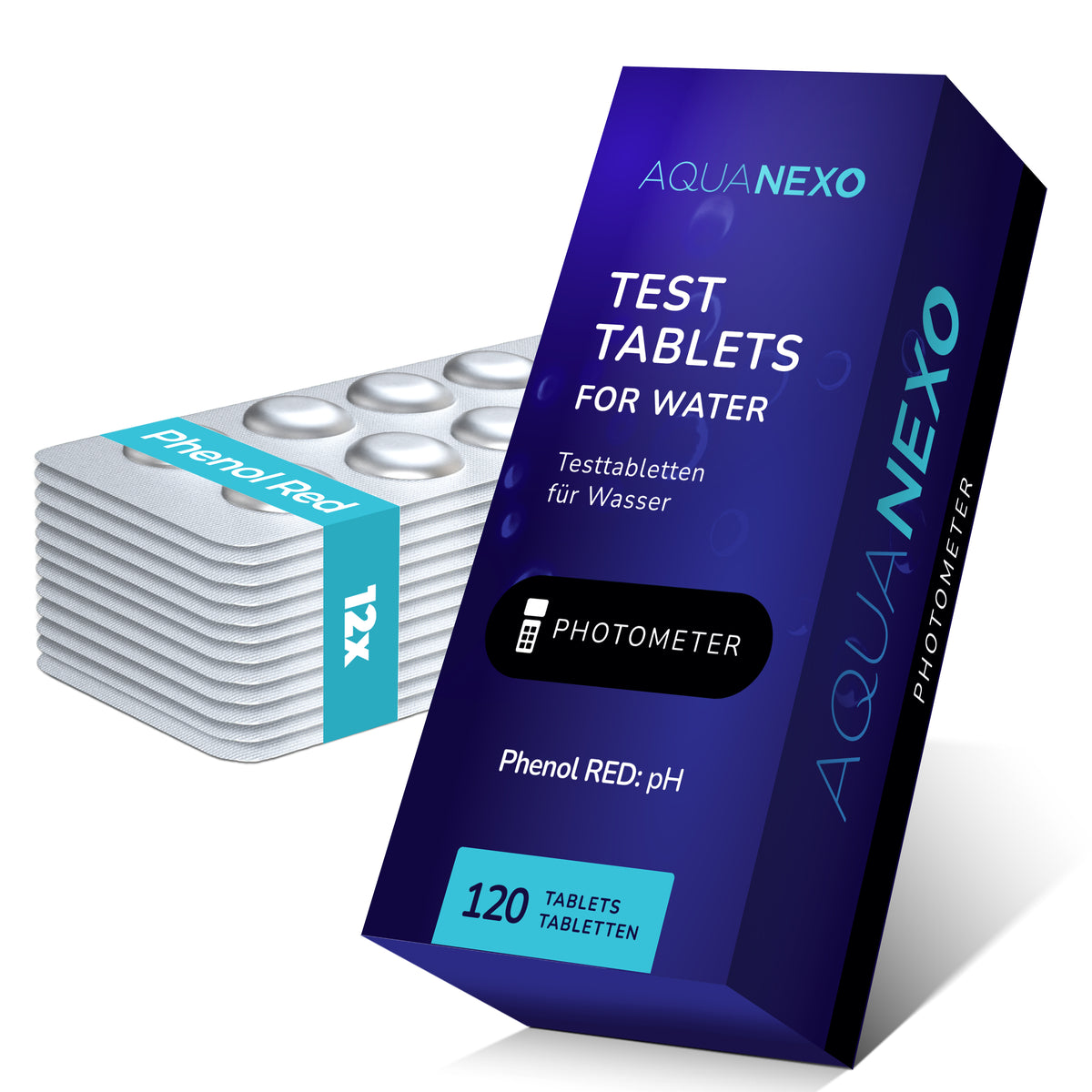 Aquanexo Phenol Red Photometer-Tabletten pH – 120 Tabletten Packung mit Blistern