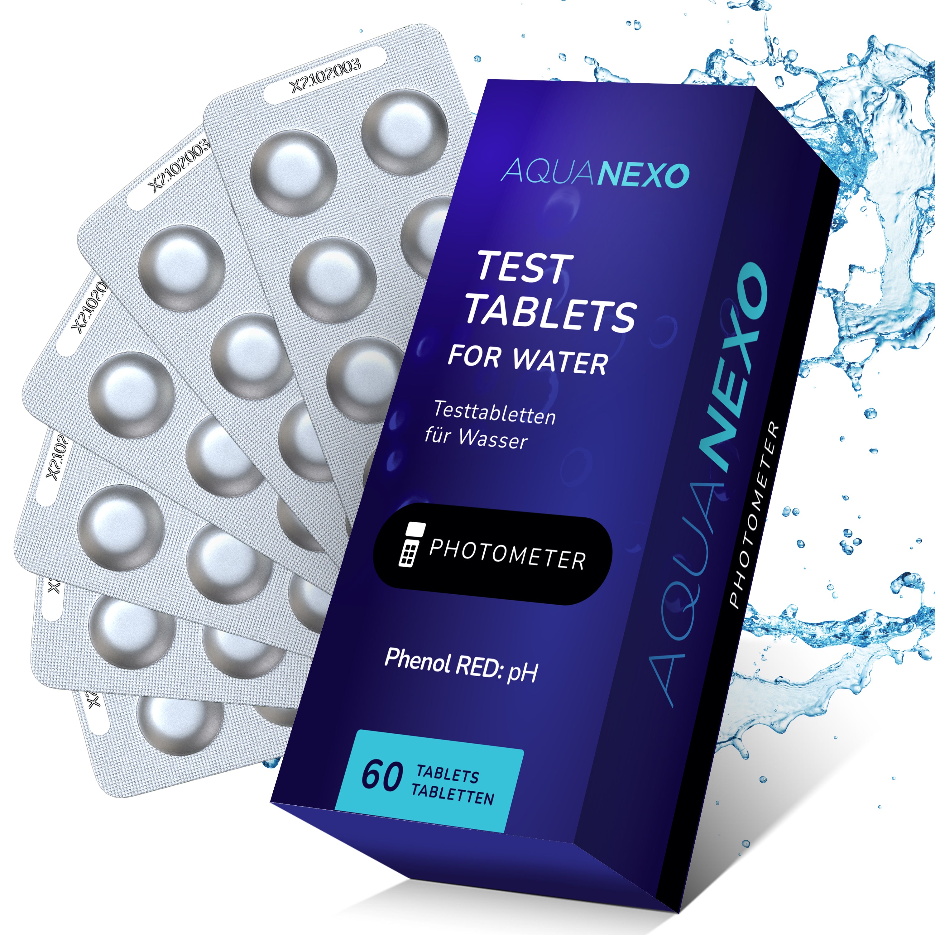 Aquanexo Phenol Red pH-Tabletten – 60 Tabletten Packung mit Blistern