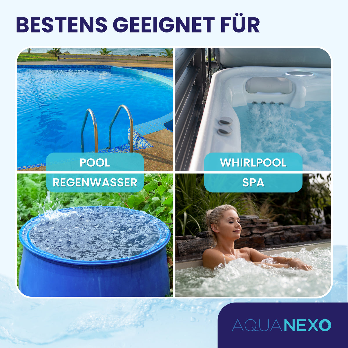 Bestens geeignet für Pool, Regenwasser, Whirlpool und Spa