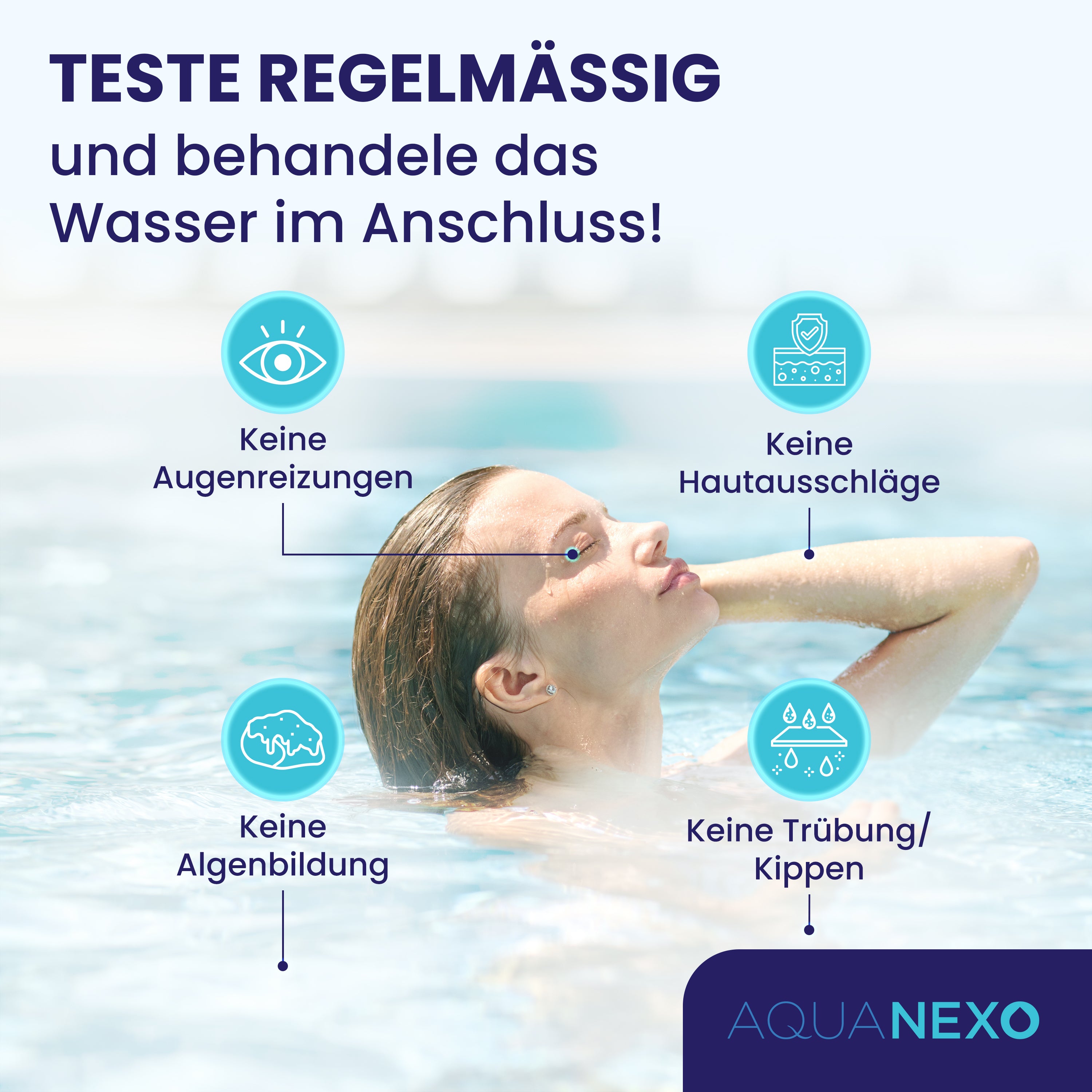 Regelmäßig testen gegen Augenreizungen, Hautausschläge, Algenbildung und Trübung
