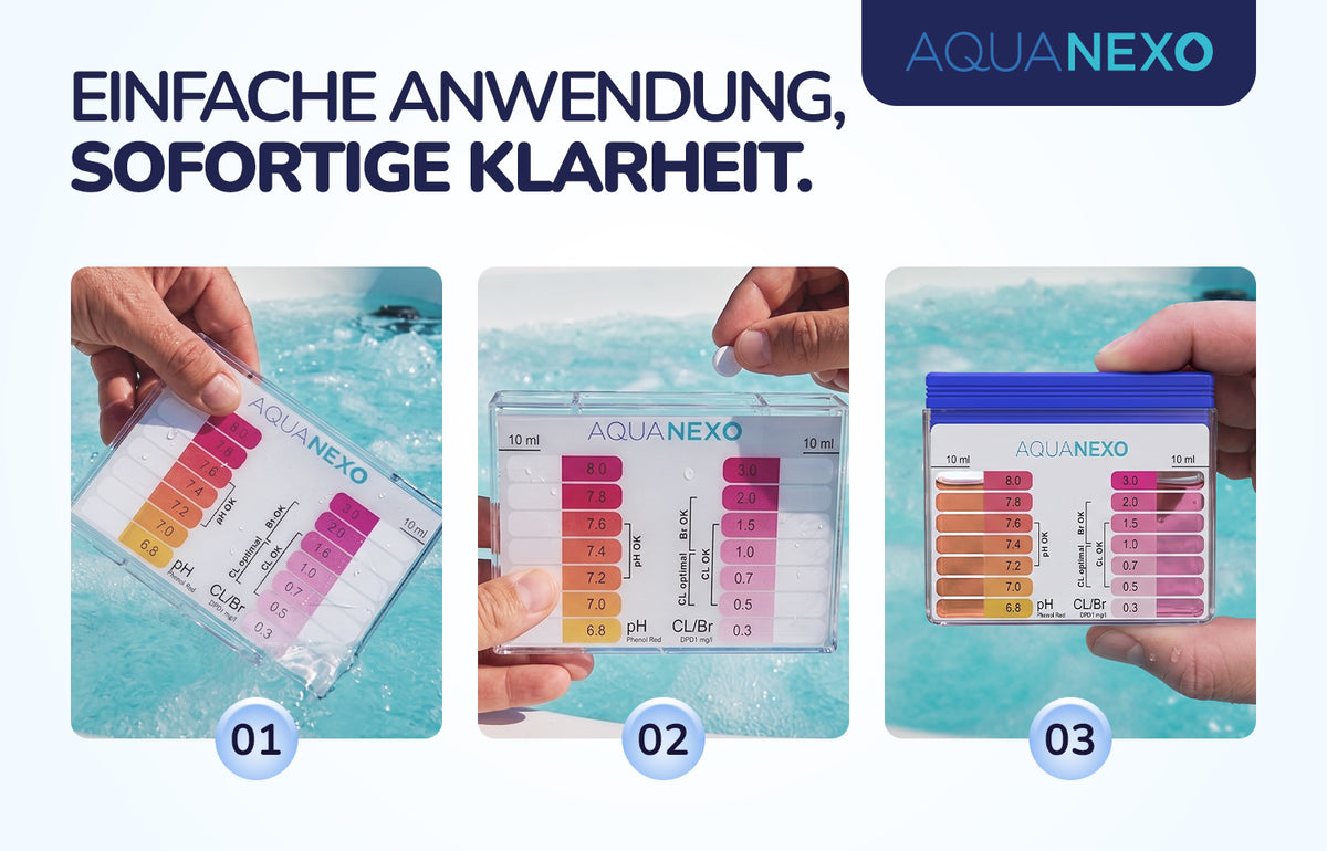 Poolwasser Testtabletten Schuetteltester Anwendung – Aquanexo
