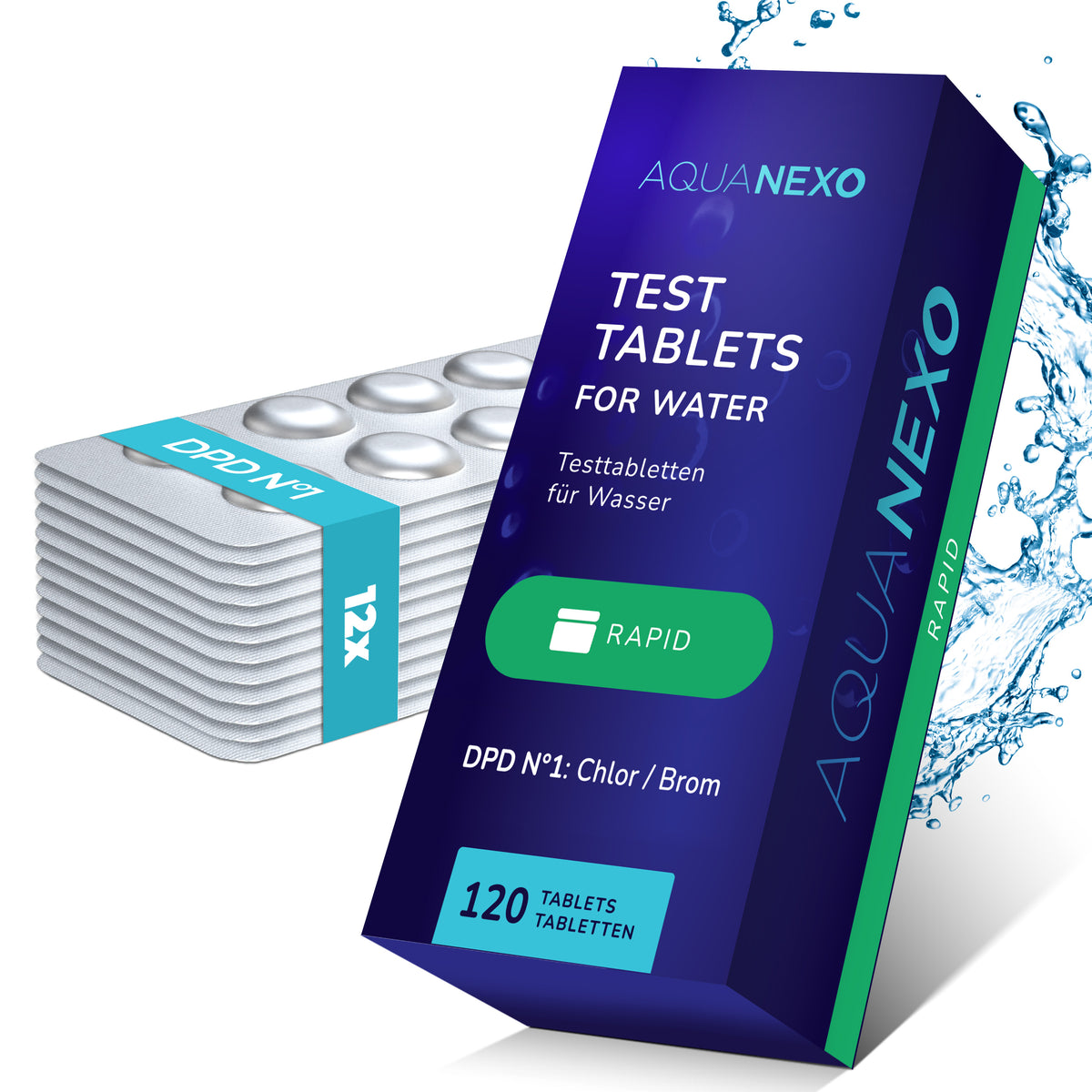 Aquanexo Rapid-Testtabletten DPD N°1 – 120 Tabletten Packung