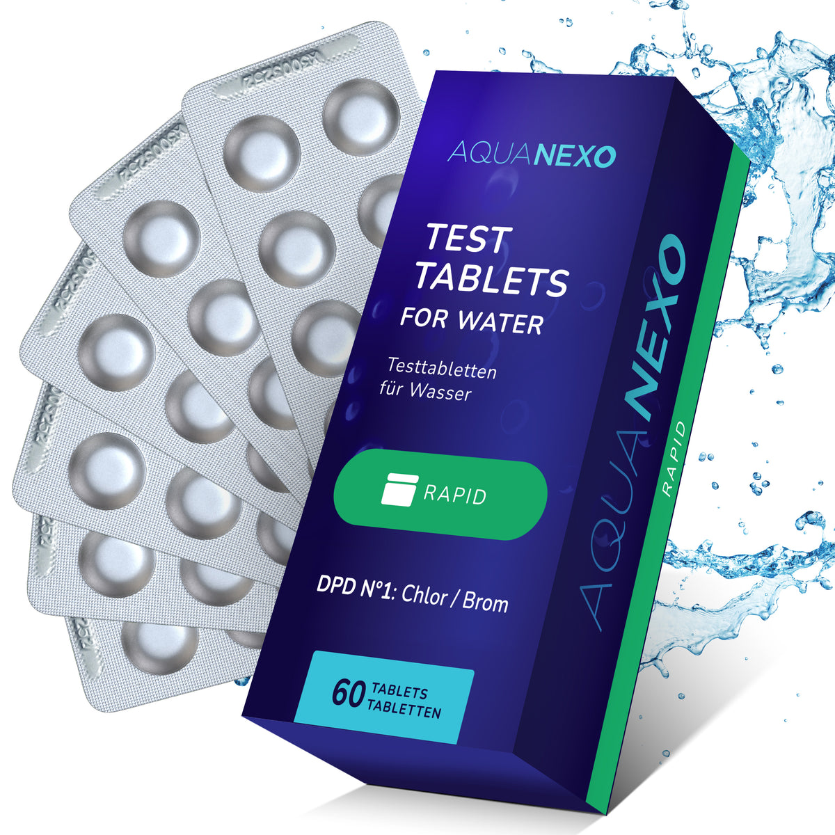 Aquanexo Rapid-Testtabletten DPD N°1 Chlor/Brom – 60 Tabletten mit Blistern